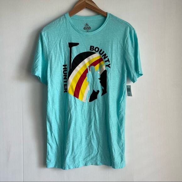 🆕 Disney Stars Wars Bounty Hunter t-shirt NWT sz medium aqua retro mandalorian - Picture 1 of 7